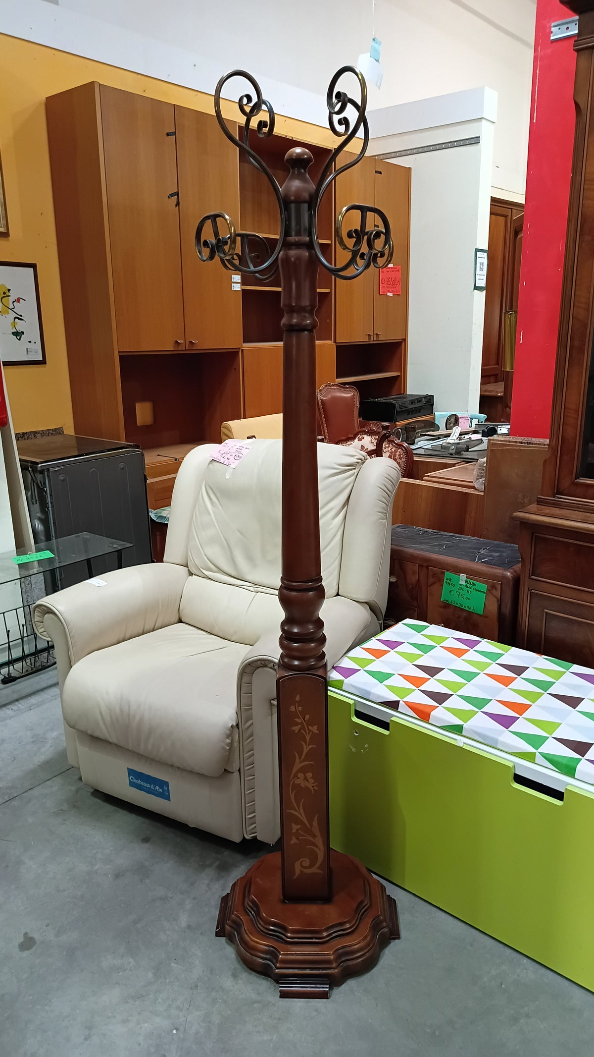 Appendiabiti Piantana Intarsiato 4ganci Metallo Cm45x190