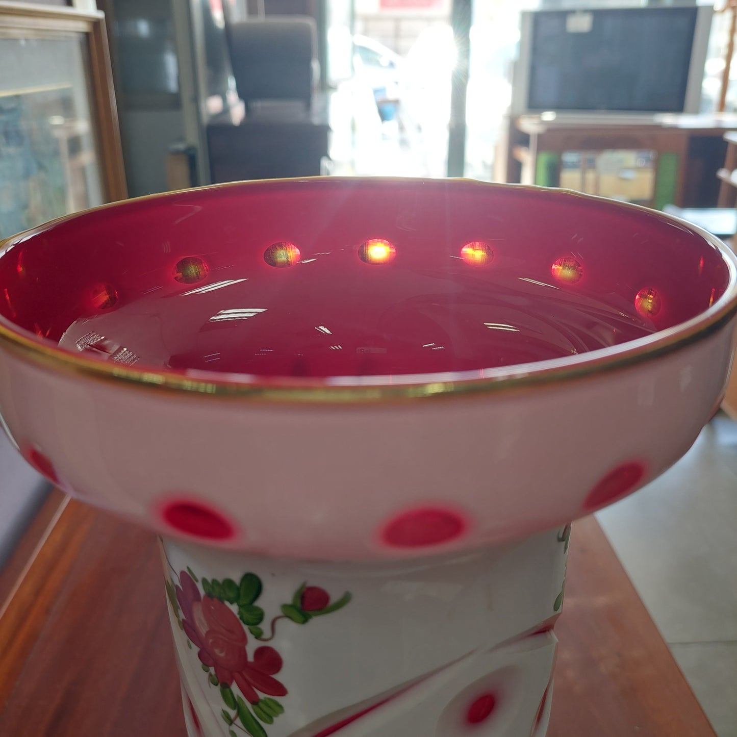 Vaso Cristallo Di Boemia Dipinto Primi 900