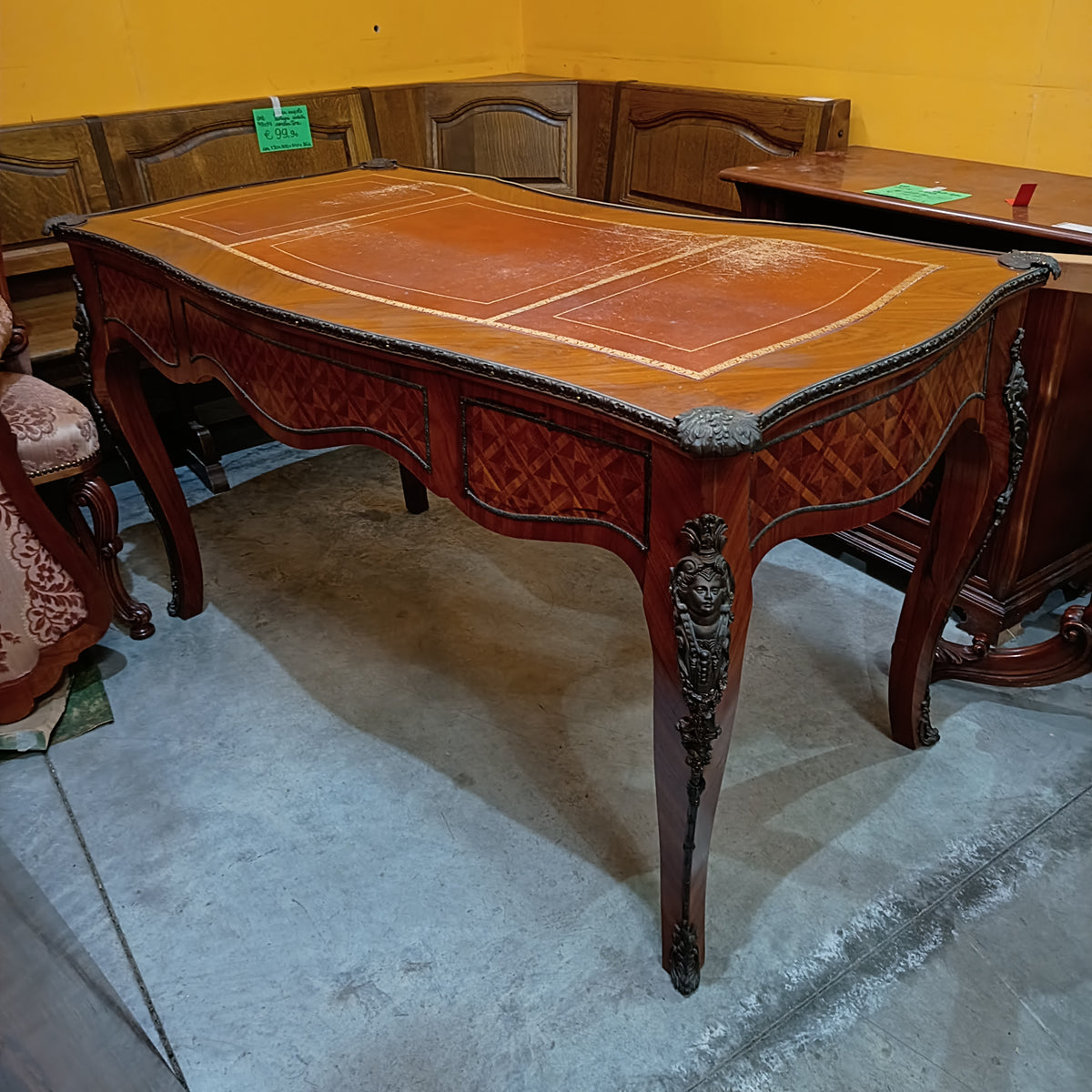 Scrivania Legno/fregi Piano* Pelle St. Luigi Xv Cm145x75x80