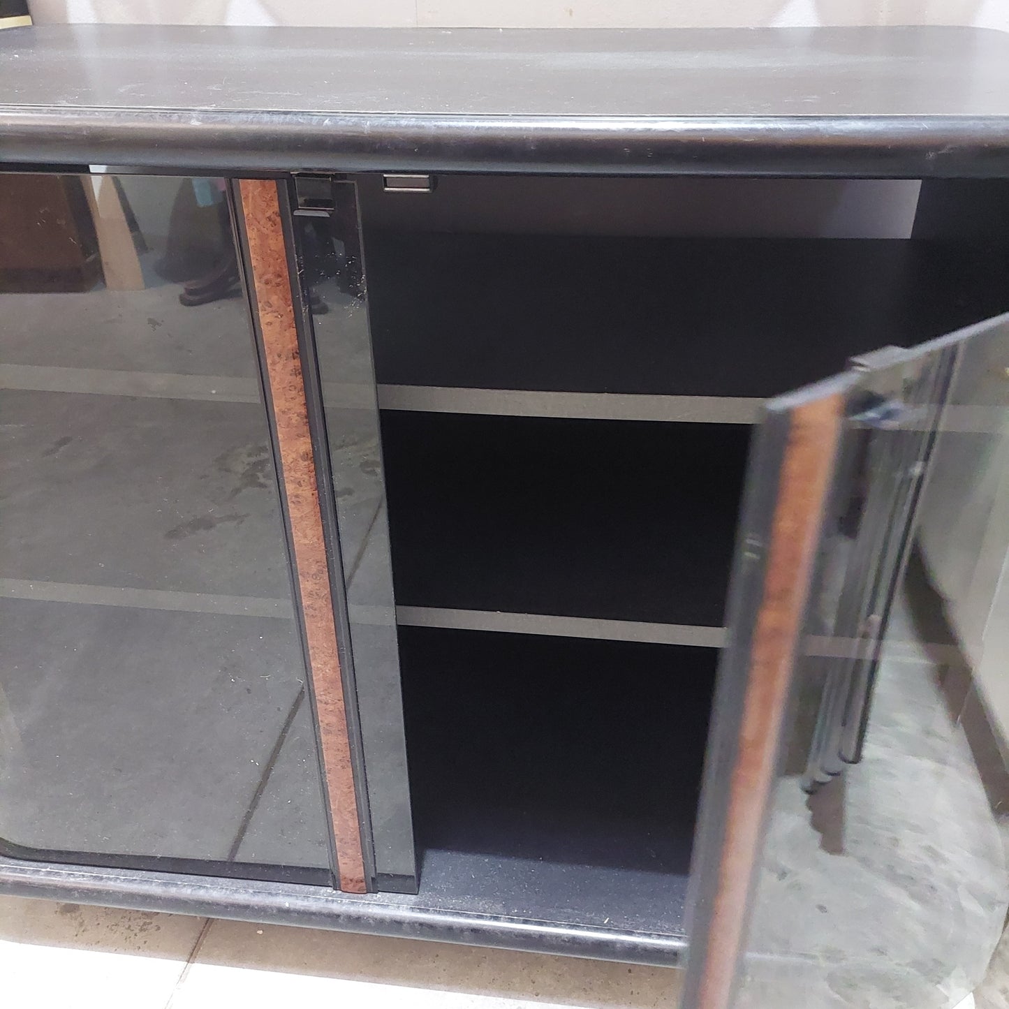 Carrello Porta Tv Nero Radica 2/a Cm90x52x72h