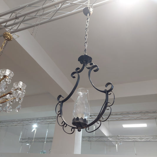 Lampadario Ferro Coppa Vetro 1/luce