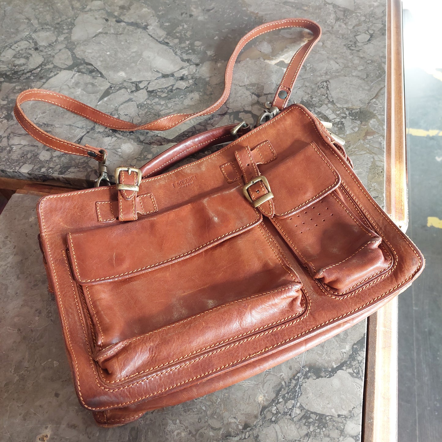 Borsa Porta Documenti In Cuoio I Medici Firenze Vintage
