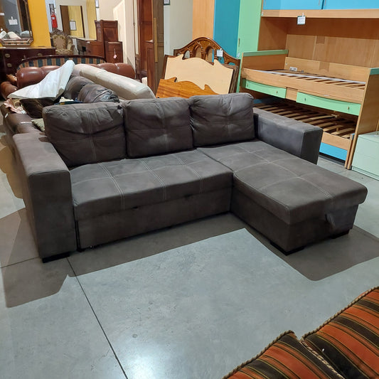 Divano* Grigio Con Penisola E Contenitore Cm241x160x85