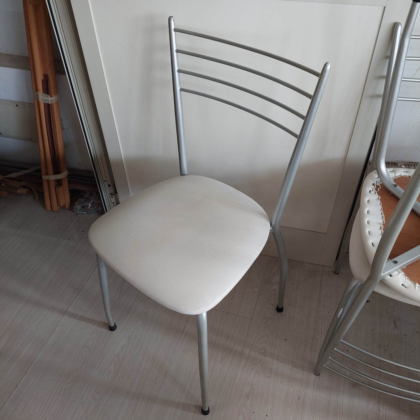 Set/4 Sedie * Metallo Seduta Ecopelle Bianca