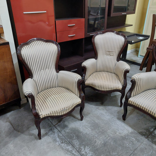Coppia Poltrone Legno Imbottito* Stile Luigi Filippo
