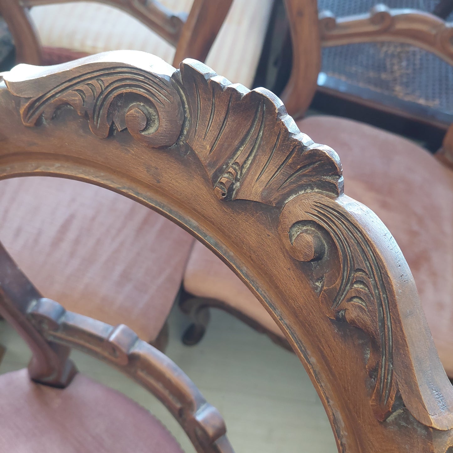 Set/5 Sedie * Legno Imb. Velluto
