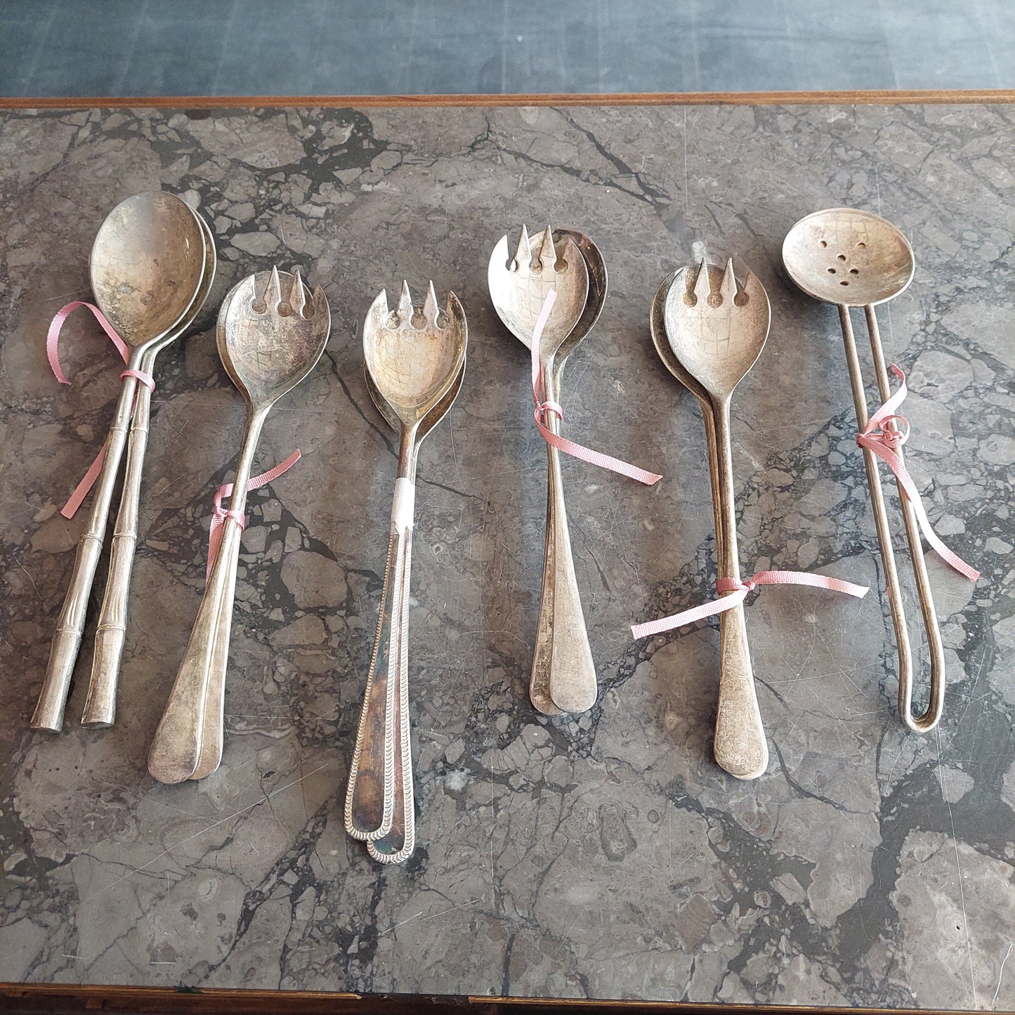 Set/2 Posate Da Portata Silverplated