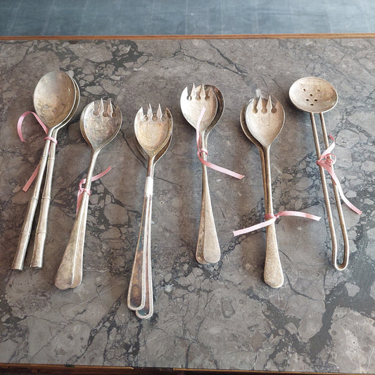 Set/2 Posate Da Portata Silverplated