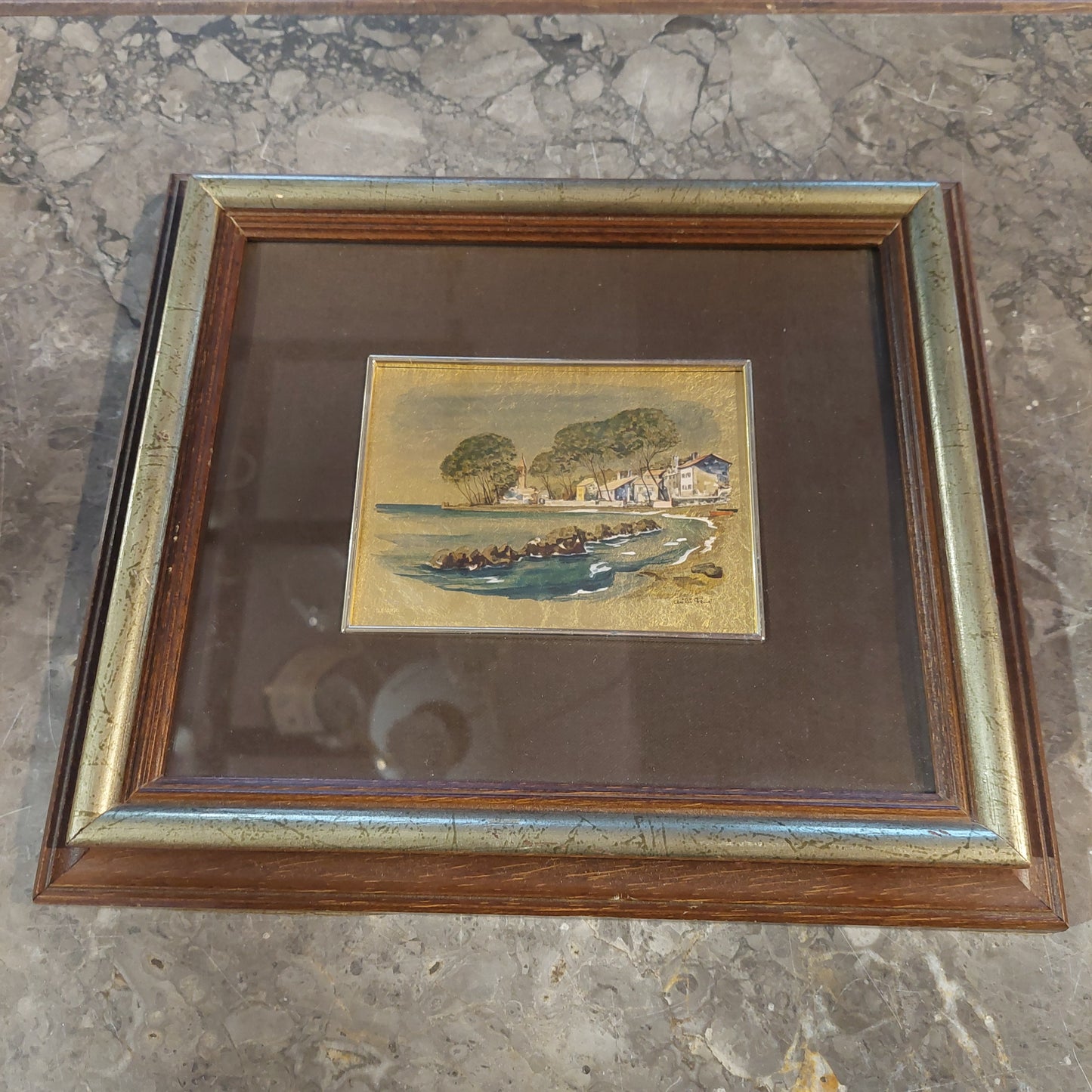 Quadro Foglia Oro Cm25x28