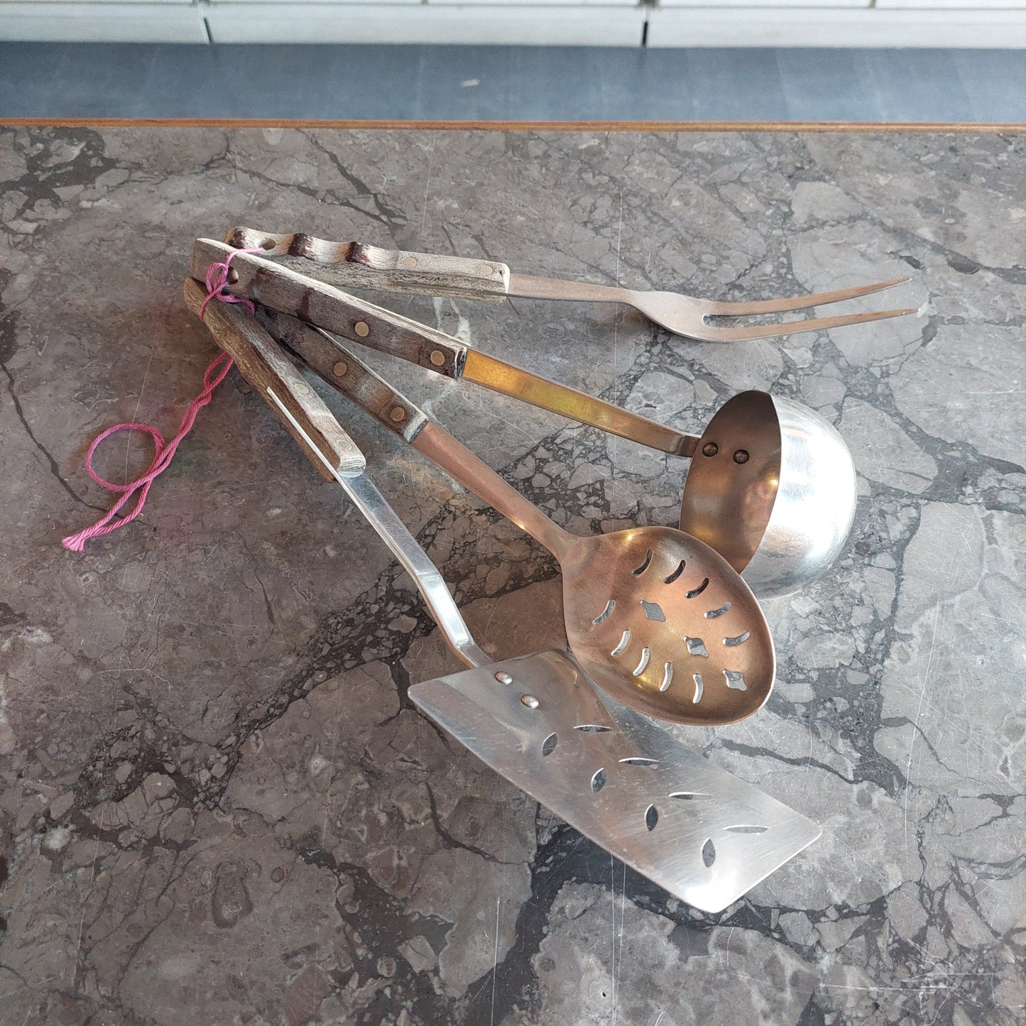 Set/4 Utensili Da Cucina Acciaio/manico Legno