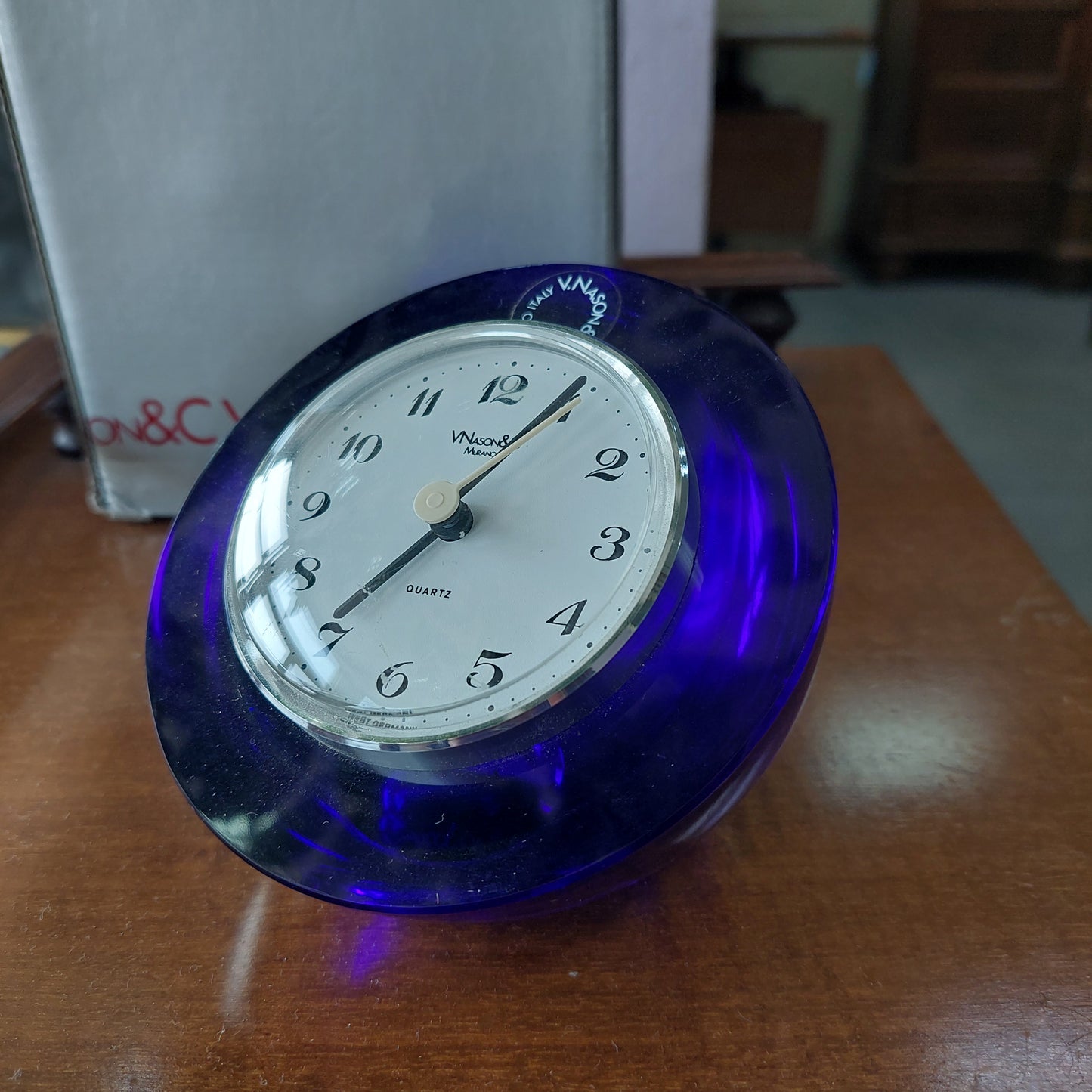 Sveglia Da Tavolo Vetro Di Murano Blu V. Nason