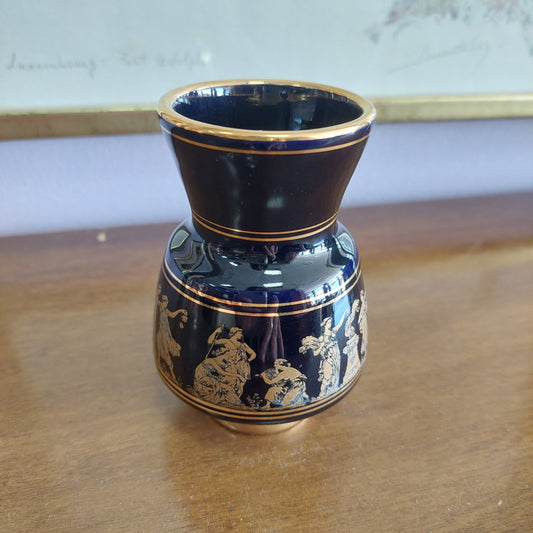 Vasetto Ceramica Greca Blu Cobalto/oro
