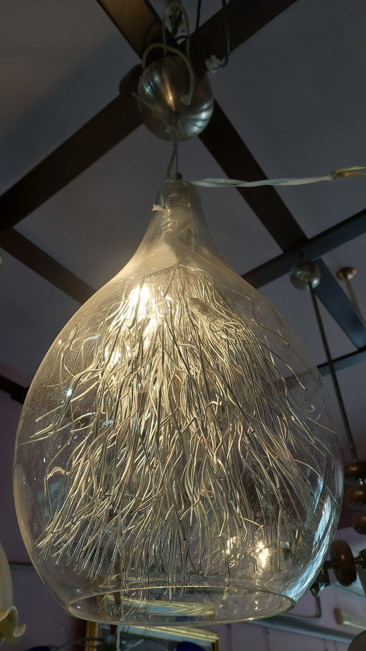 Lampadario A Goccia Vetro/metallo Luci Led Massive Design