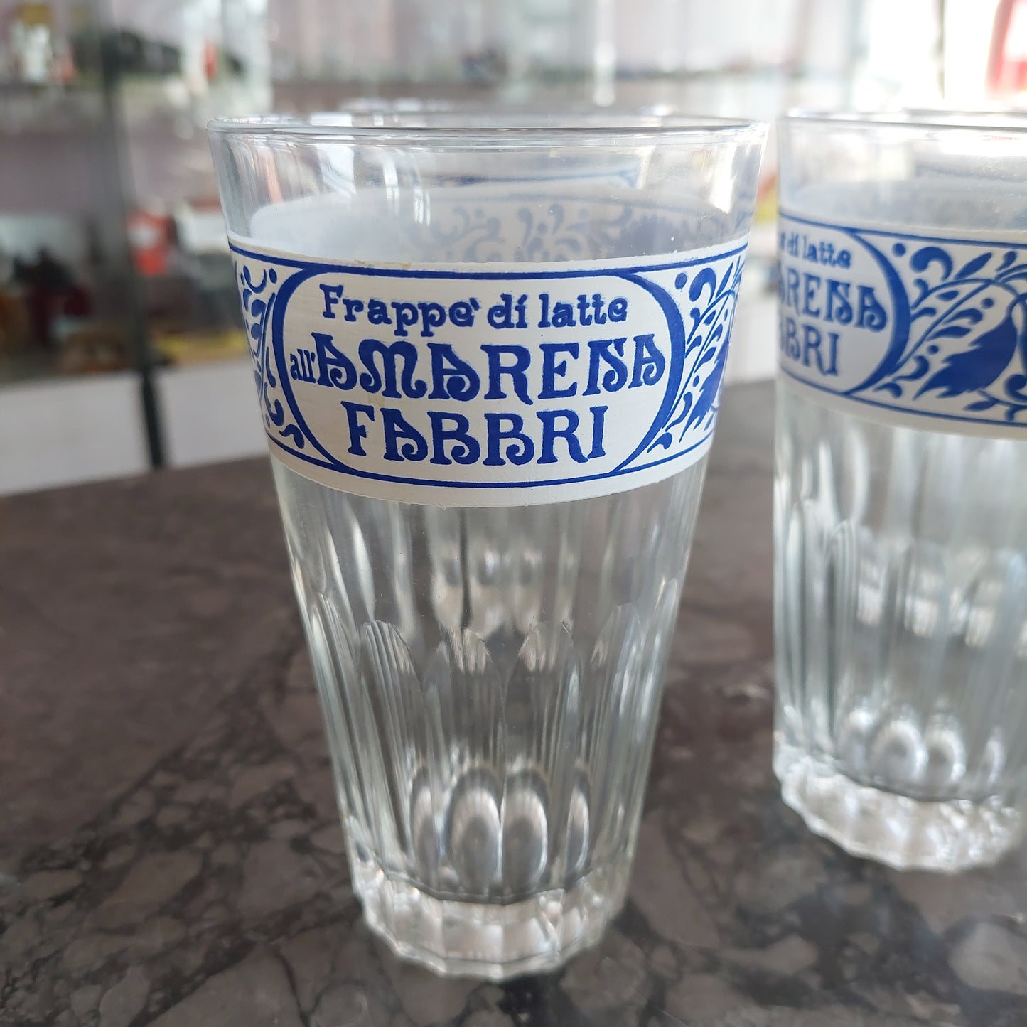 Set/4 Bicchieri Vetro Pubblicità Vintage Fabbri