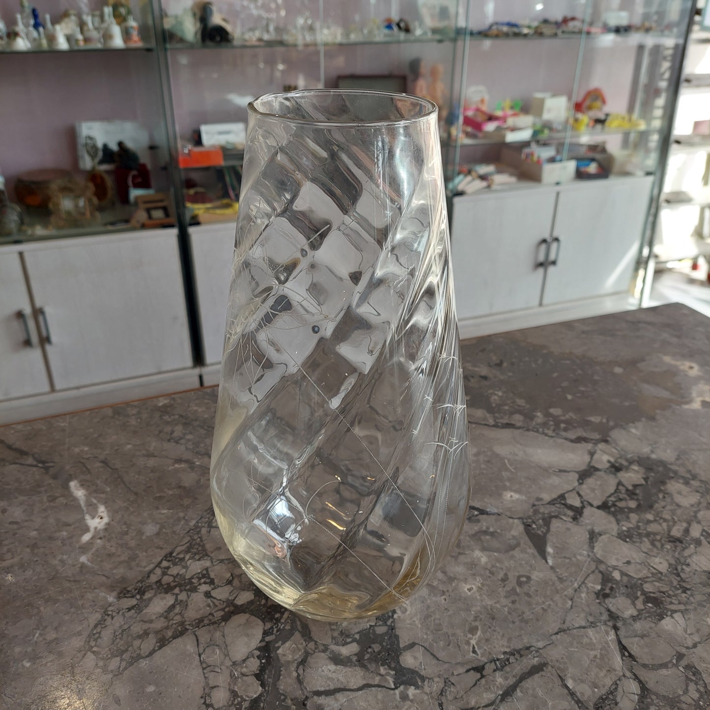 Vaso Cristallo Serigrafato Con Fiore D15x30h