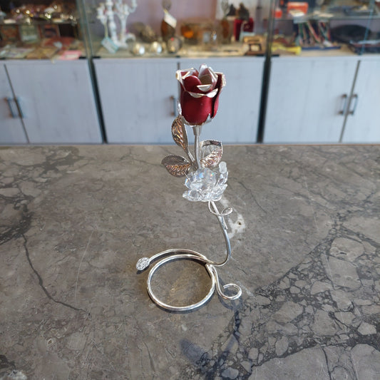 Rosa Da Tavolo Argento E Swarovski