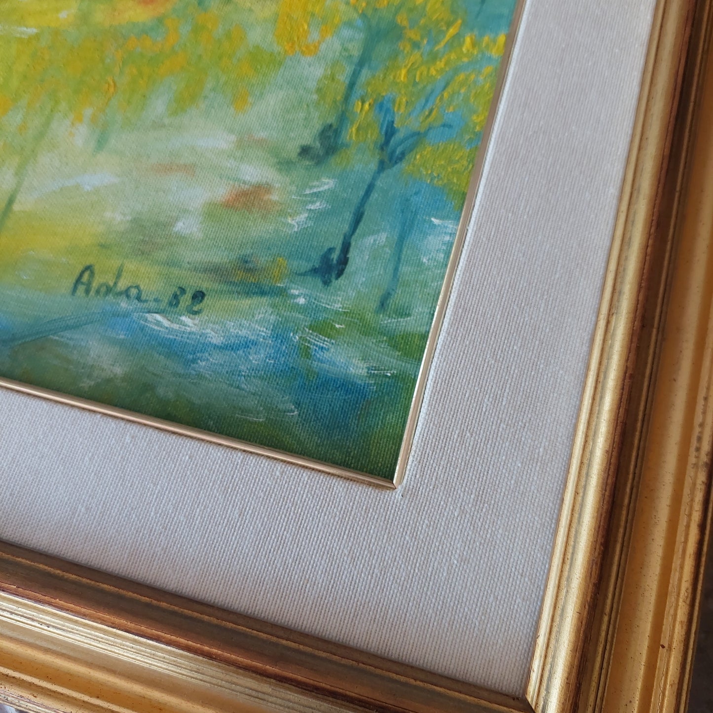 Q/villaggio Montanaro Con Alberi Fioriti Cm 45x55 Firmato Ada
