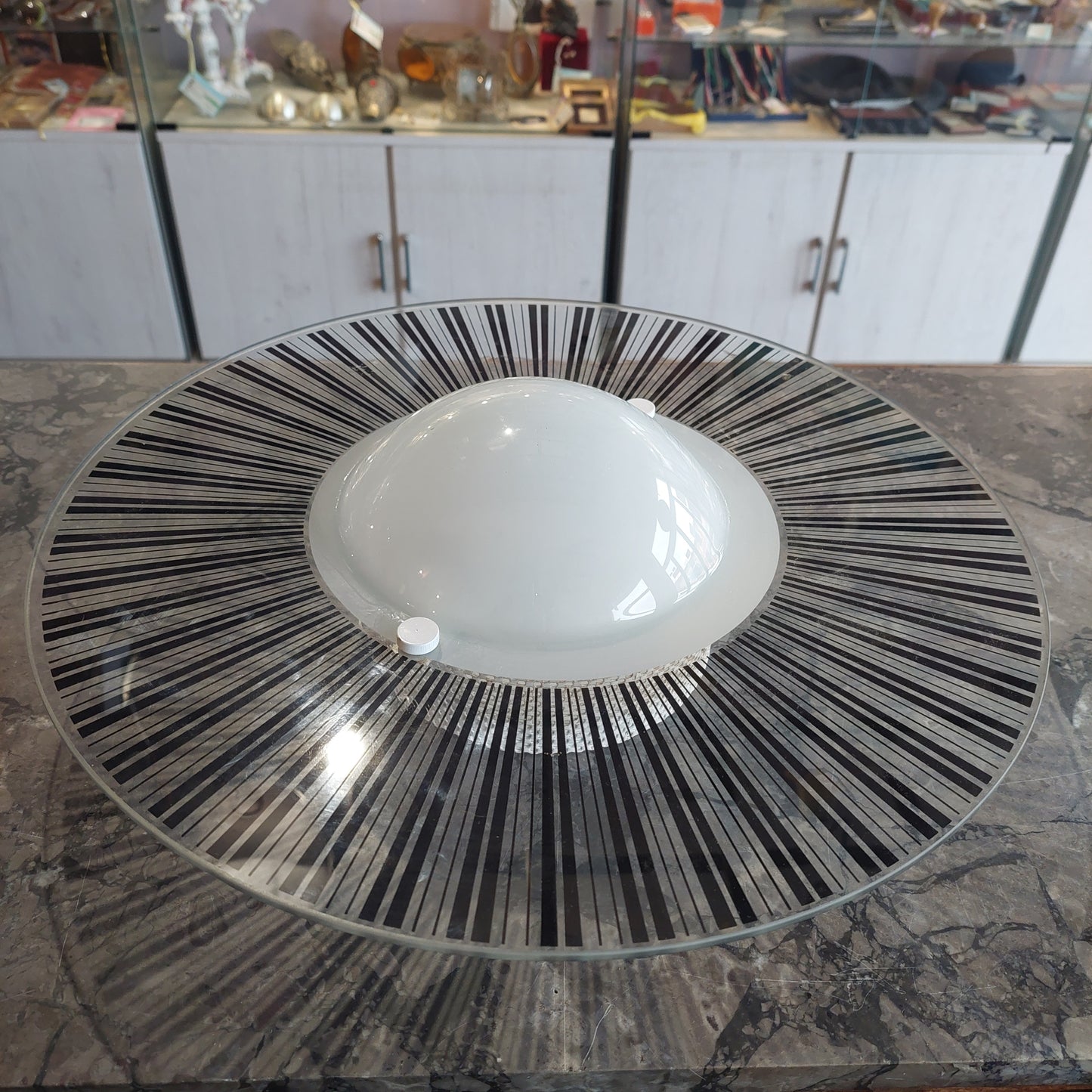 Plafoniera Disco Vetro Vintage 1 Luce