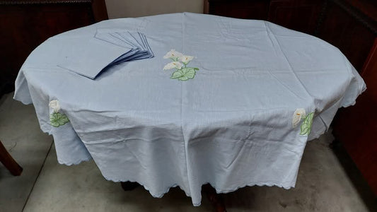 Tovaglia Ovale Lino* Azzurro Cm160x250 +12 Tov