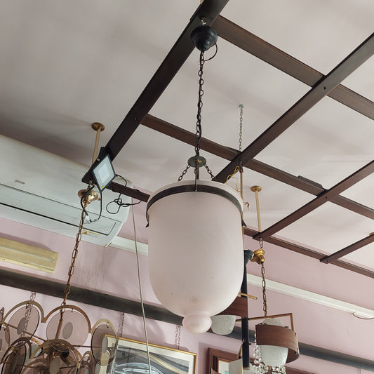 Lampadario Lanterna Ferro Vetro* Rosa Satinato