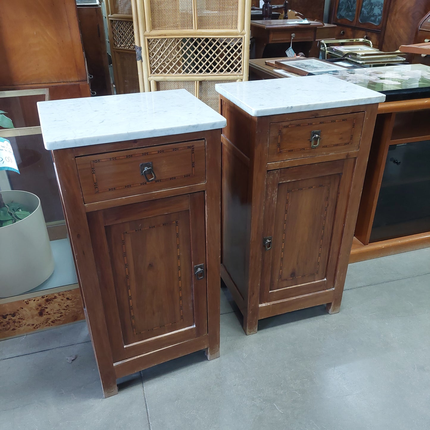 Coppia Comodini Con Marmo St.liberty Cm39x31,5x84h