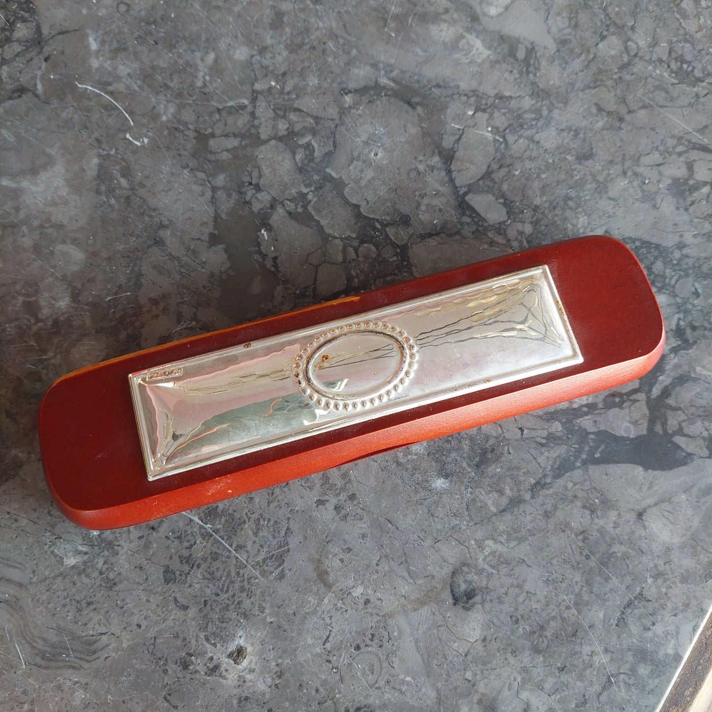 Penna Legno Dorata Con Custodia Legno / Argento