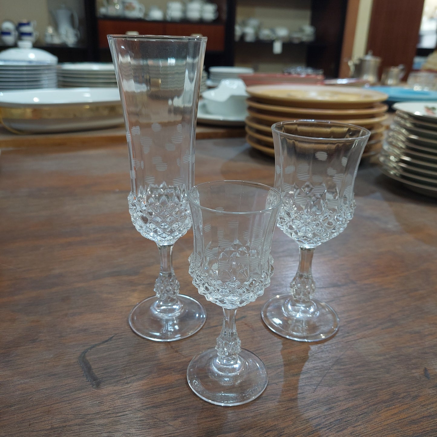 Set/16 Calici Cristallo Sfaccettato Anni 50
