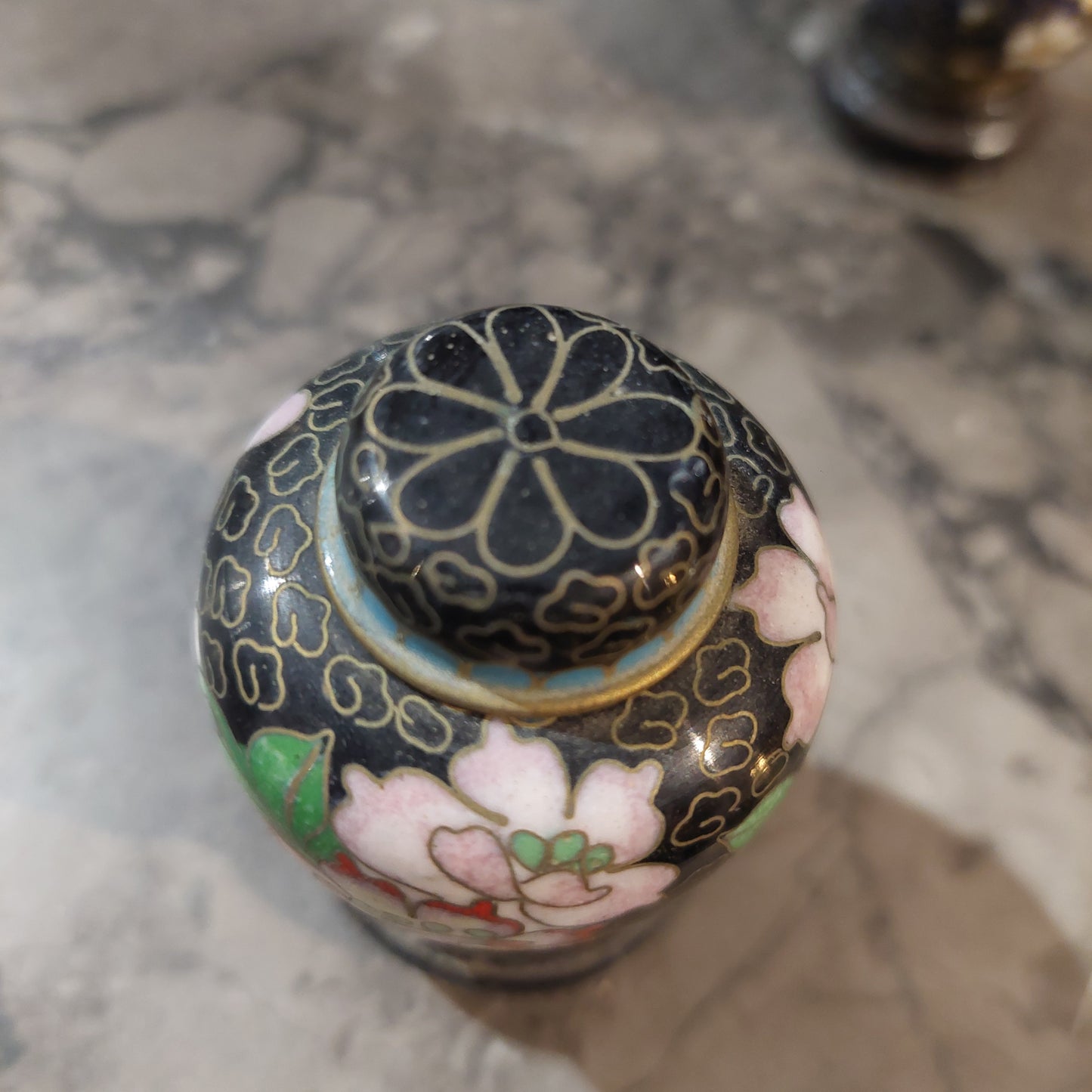 Mini Potiche Cloisonne Base Legno H6,5