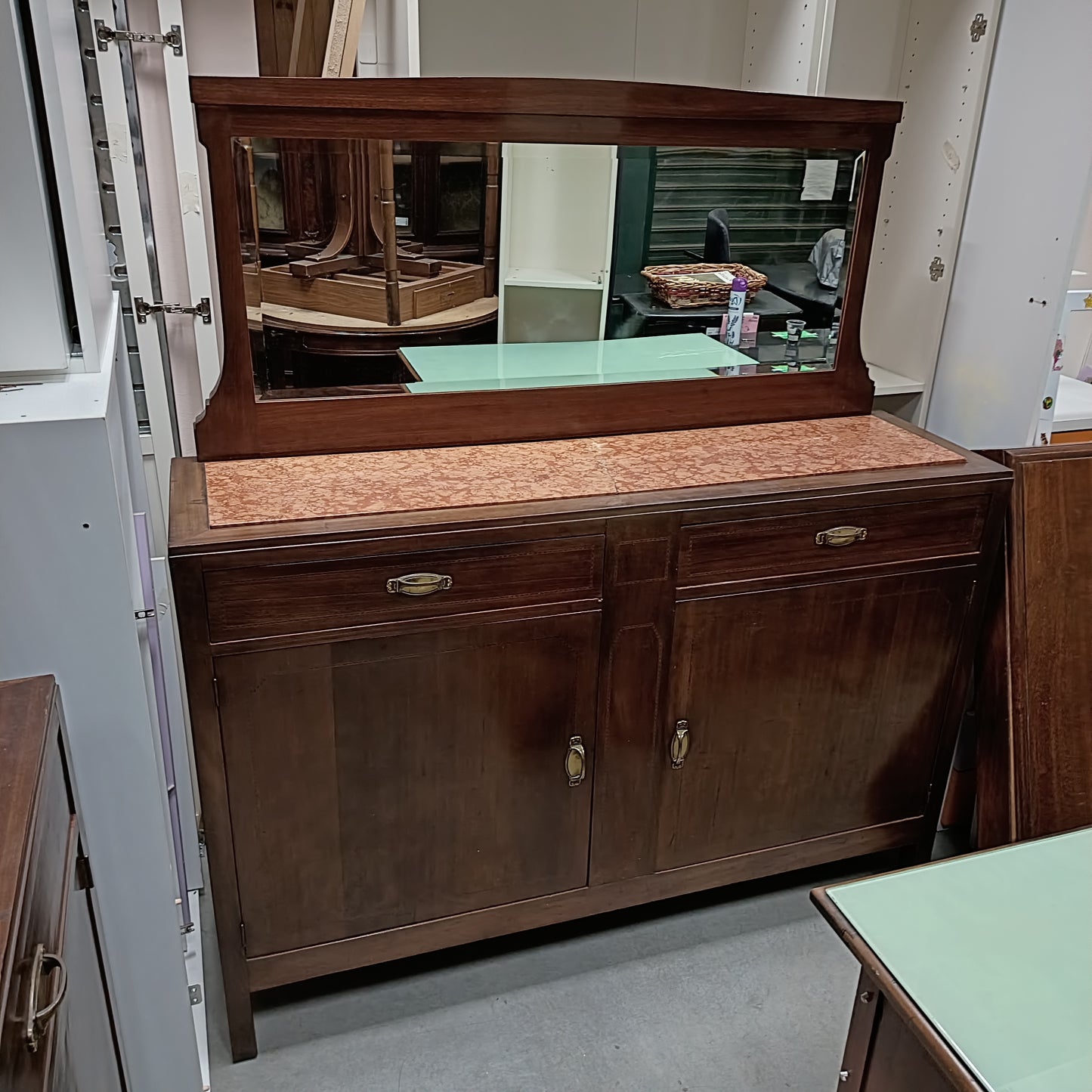 Credenza Liberty C/specchio E Marmo 2/c 2/s  Cm150x43x166