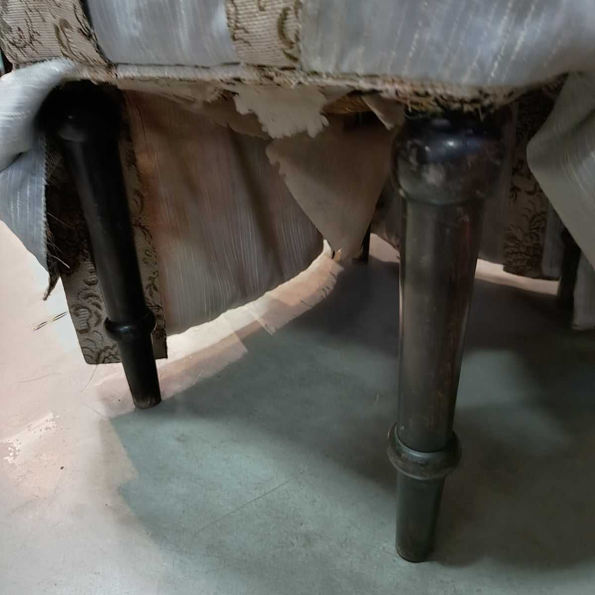 Pouf Legno Tessuto Fiori Anni '50 Cm50x37x40
