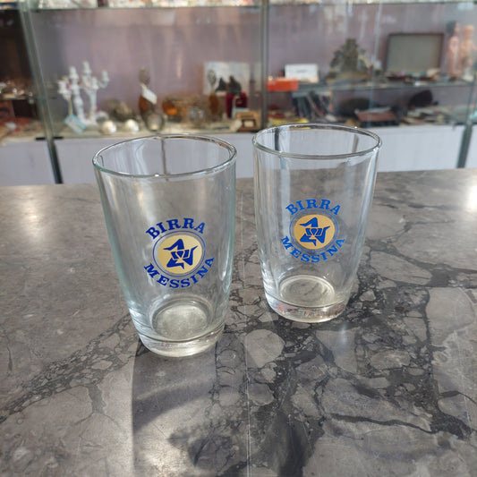 Set/2 Bicchieri Birra Messina Vintage