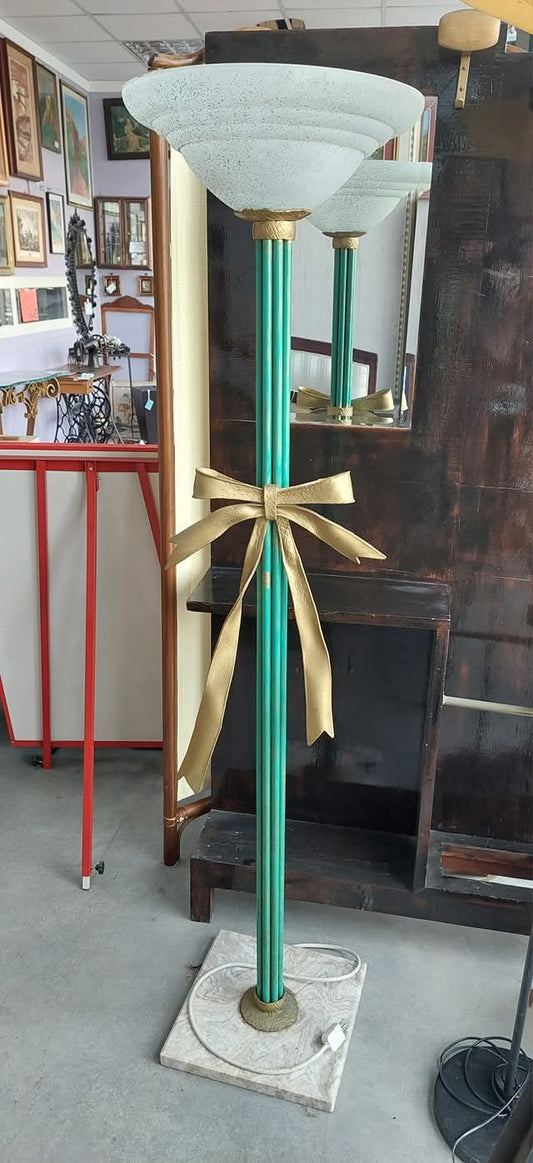 Piantana Elettrica Ferro Verde/oro Vetro Satinato 1/l