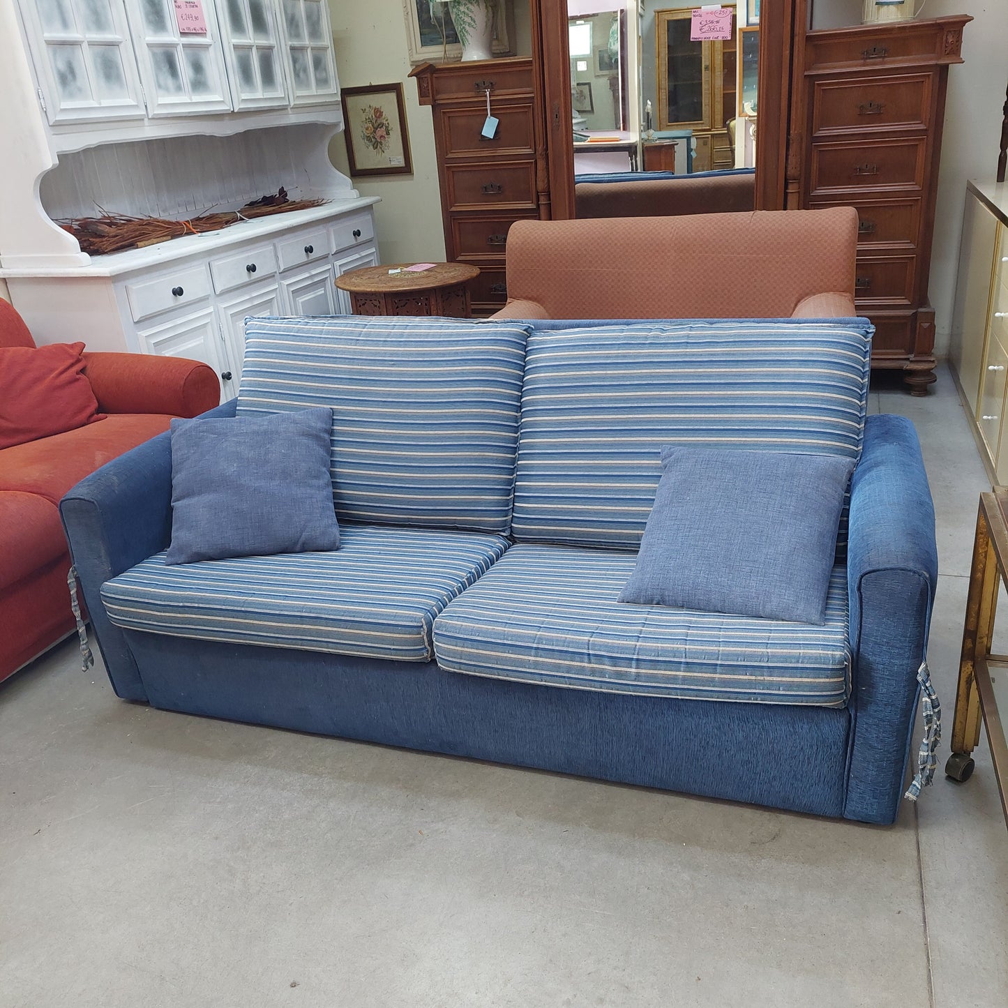 Divano-letto Blu 3 Posti (1piazza E Mezza) Cm180x78x80