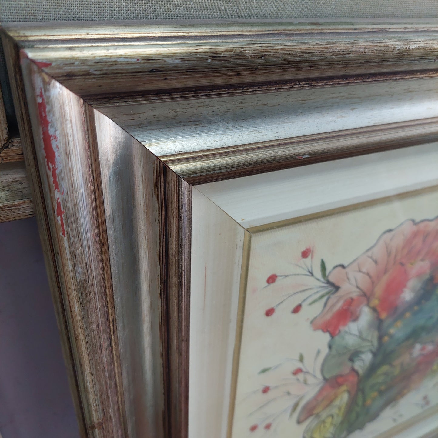 Quadro Astratto Fiori Firmato Franca Cm59x49