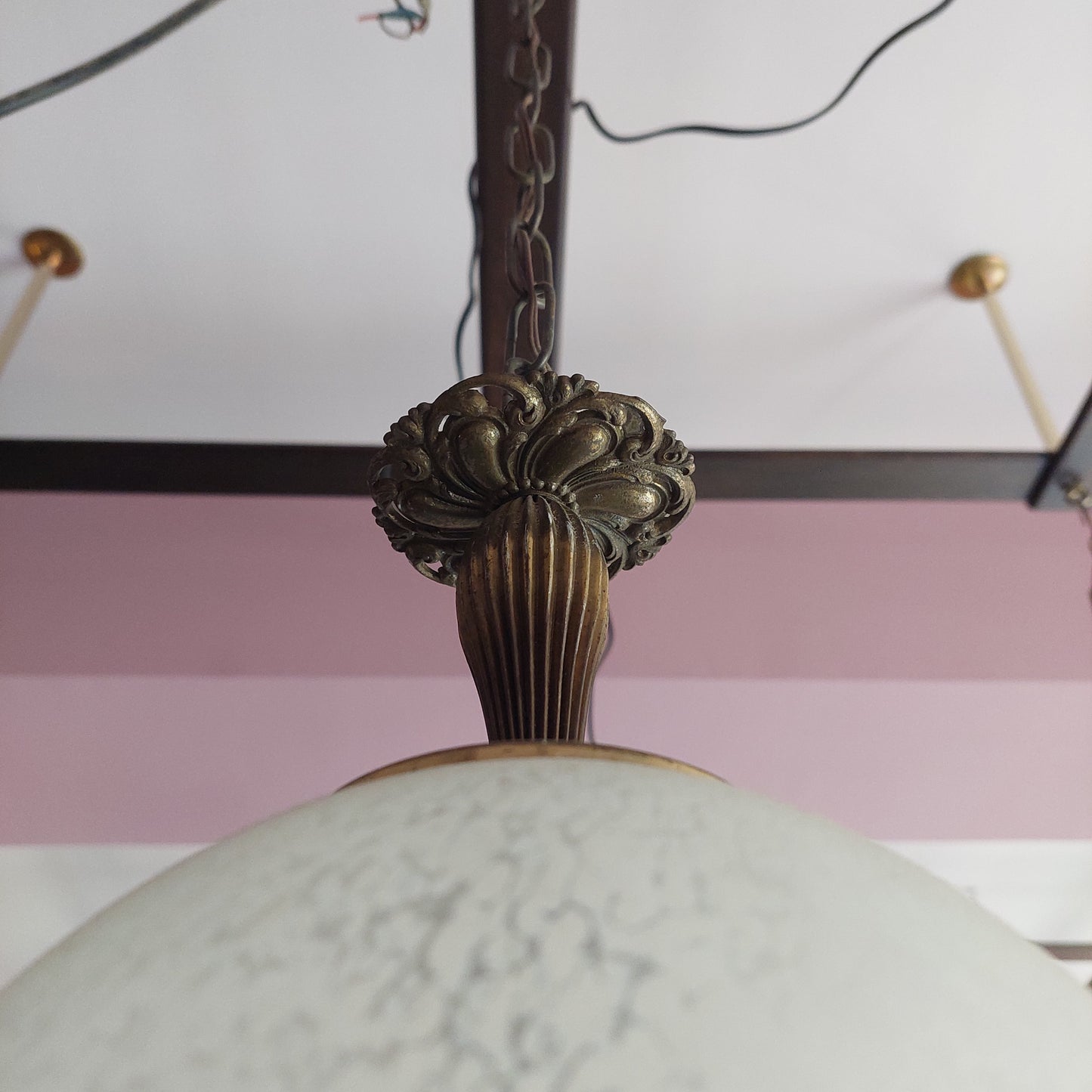 Lampadario Ottone/sfera Vetro 1/l