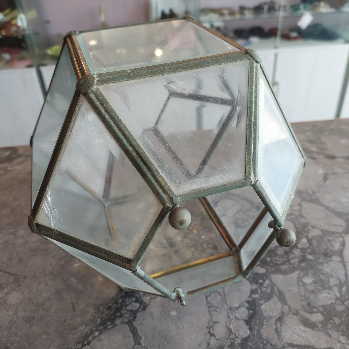 Lanterna * Indiana Ottone / Vetro Sfaccettata Cm26x26h