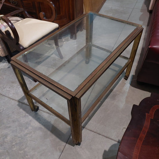 Carrellino* Vintage Ottone Vetro 2 Ripiani Cm91x54x61h