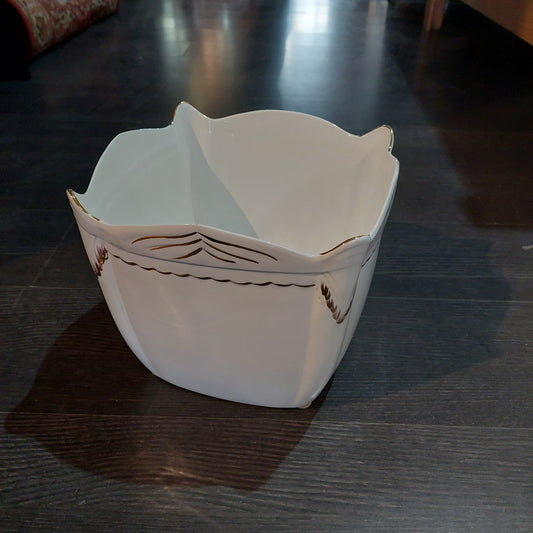 Cachepot Porcellana Bianca Decori Oro