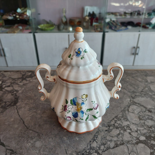 Zuccheriera Ceramica Vintage Anni 60 Decoro Fiori