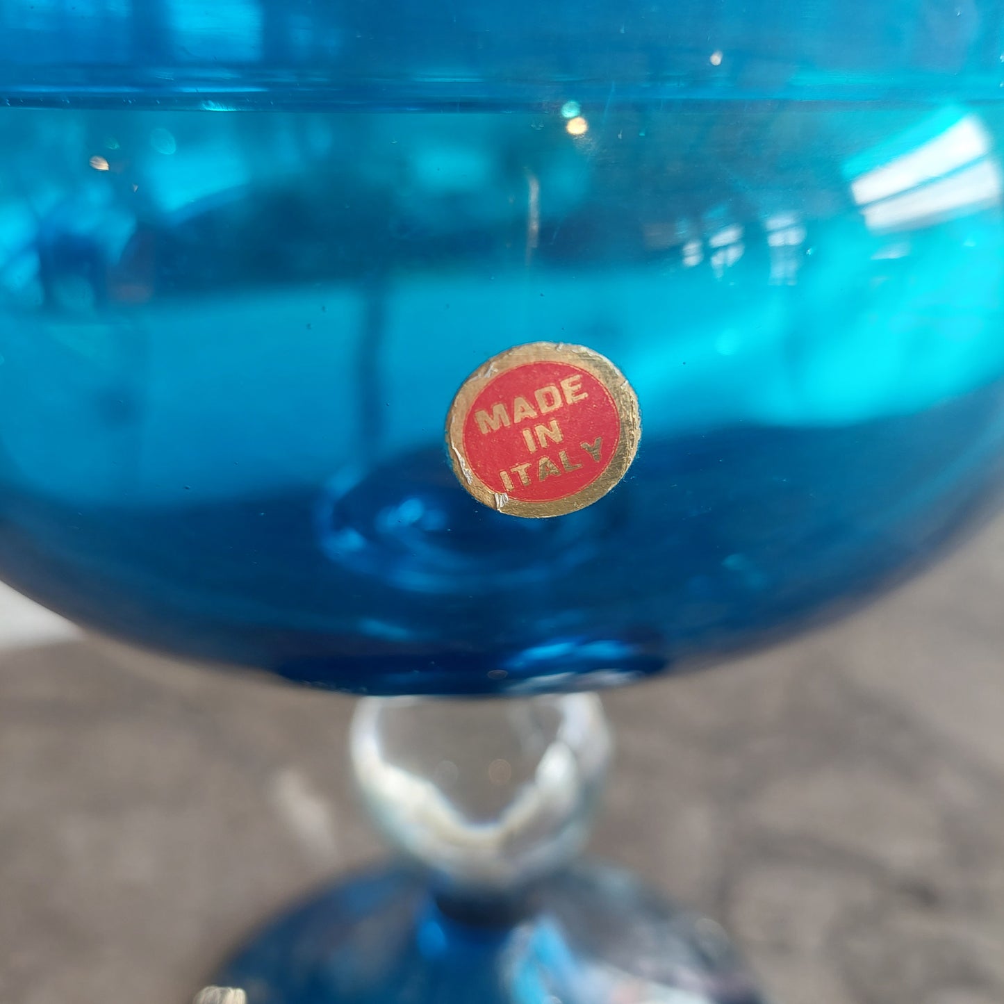 Potiche Cristallo Blu Di Empoli Anni 50 D15x31h