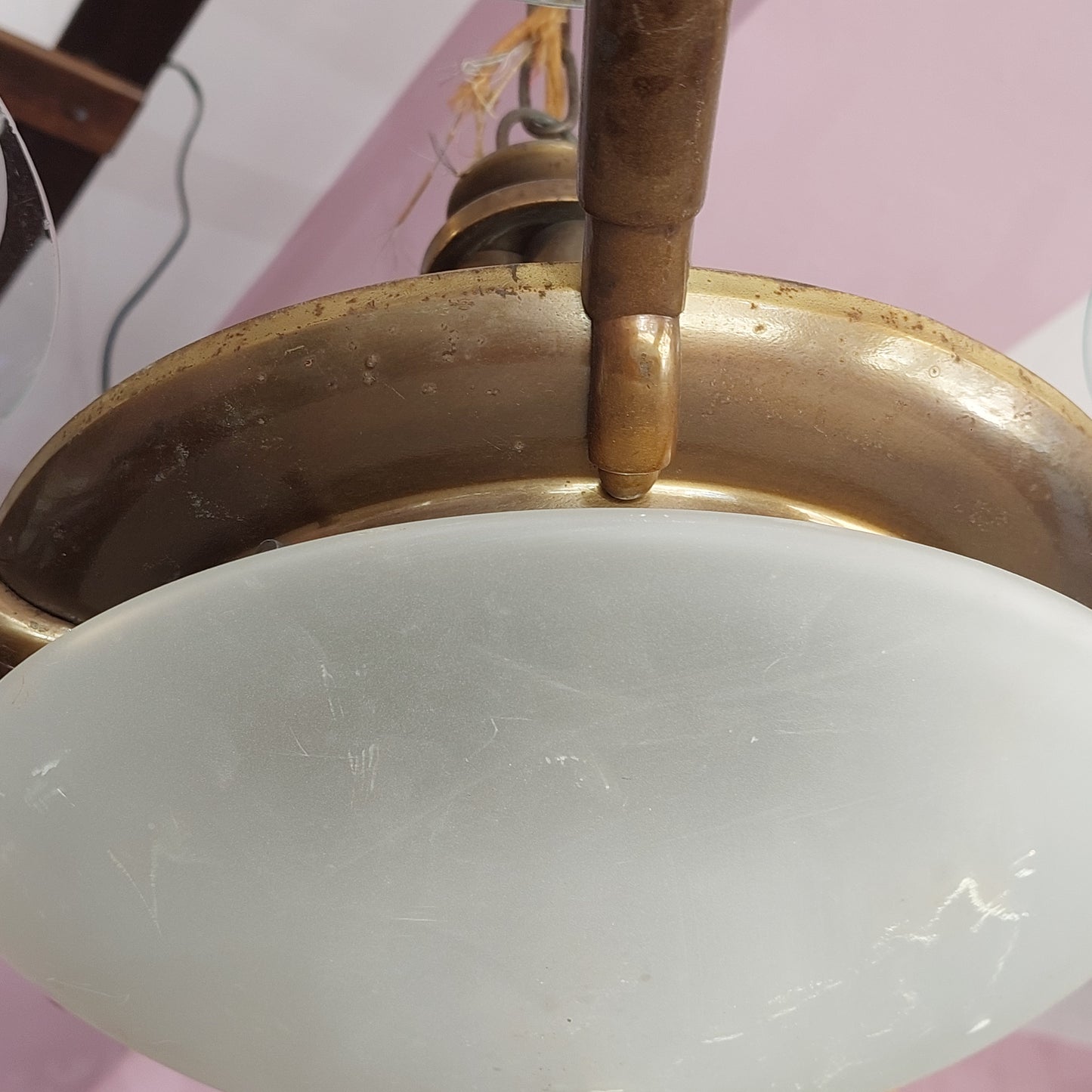 Lampadario Ottone Vetro Stile Liberty 6/luci