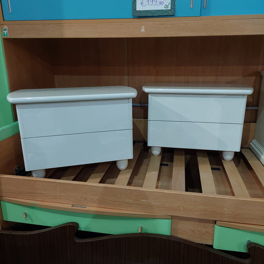 Coppia Comodini Bianco Laccato 2/c Cm69x39x47h