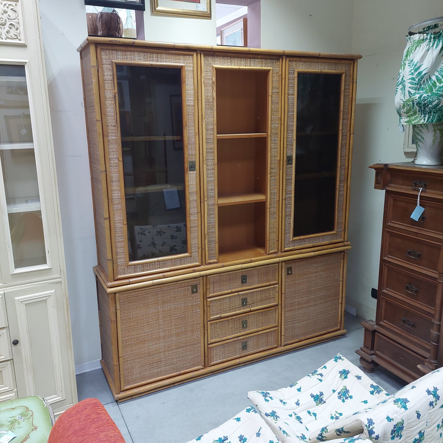 Credenza Bambù/rattan 4/a 4/c Cm183x47x211h