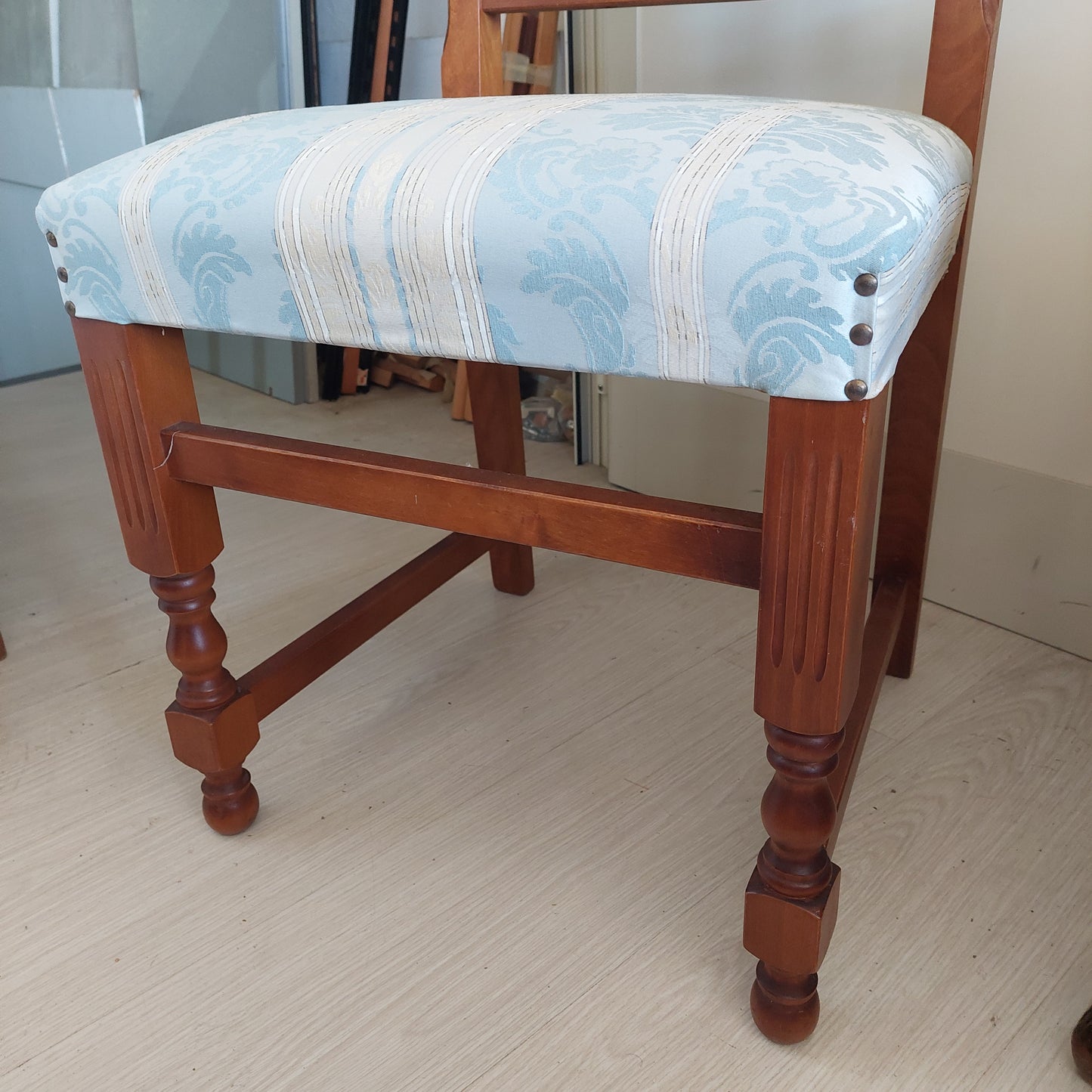 Set/4 Sedie Legno Imbottite Damascate