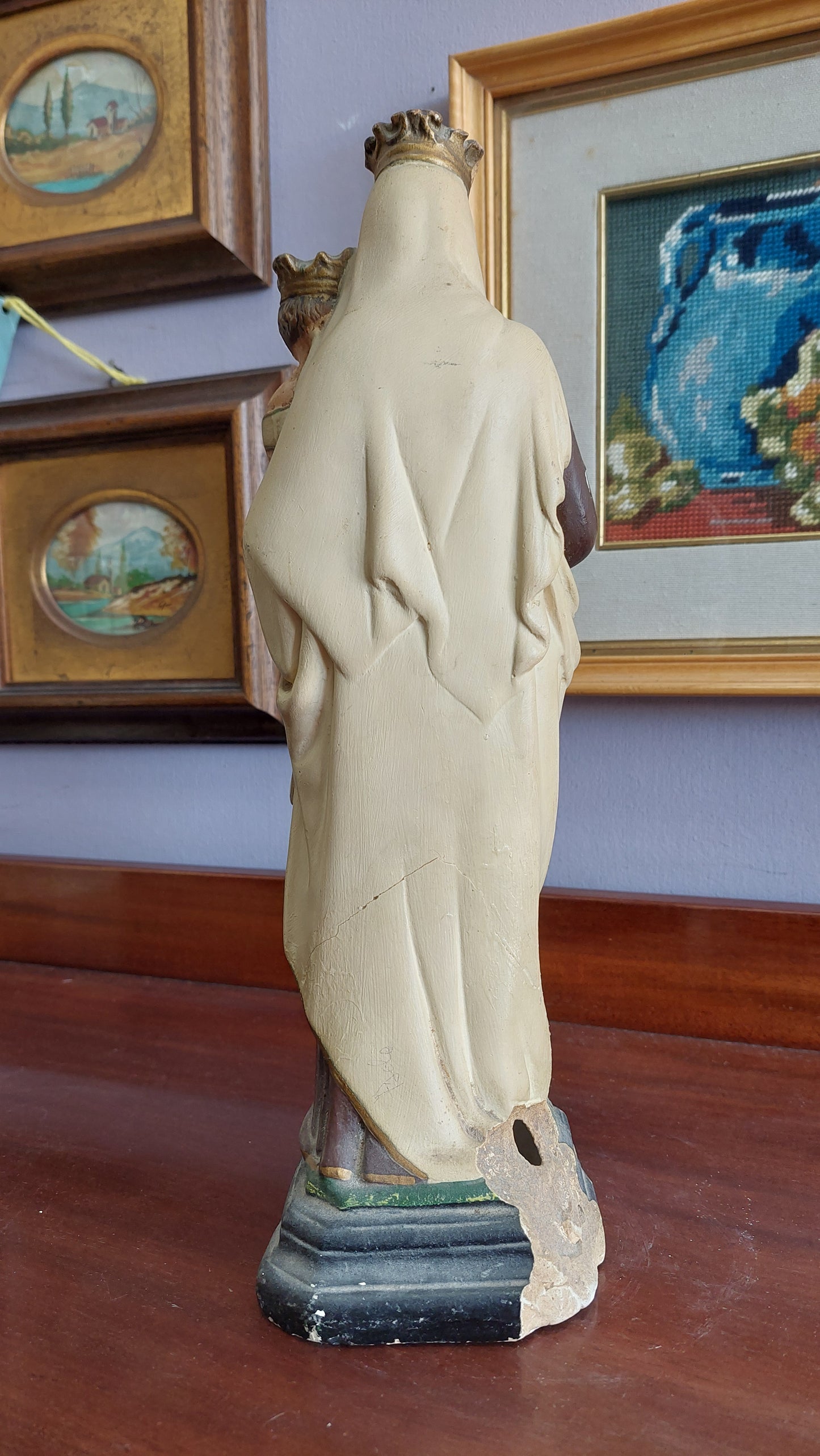Statua Gesso* Antica Madonna Del Carmine H35