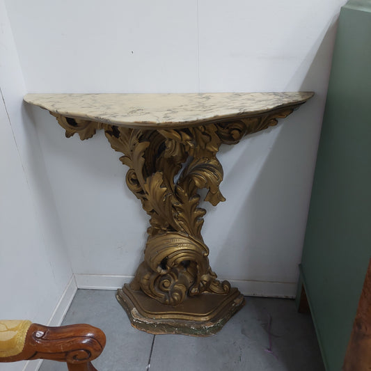 Consolle * Legno Oro Marmo Cm82x26x78h