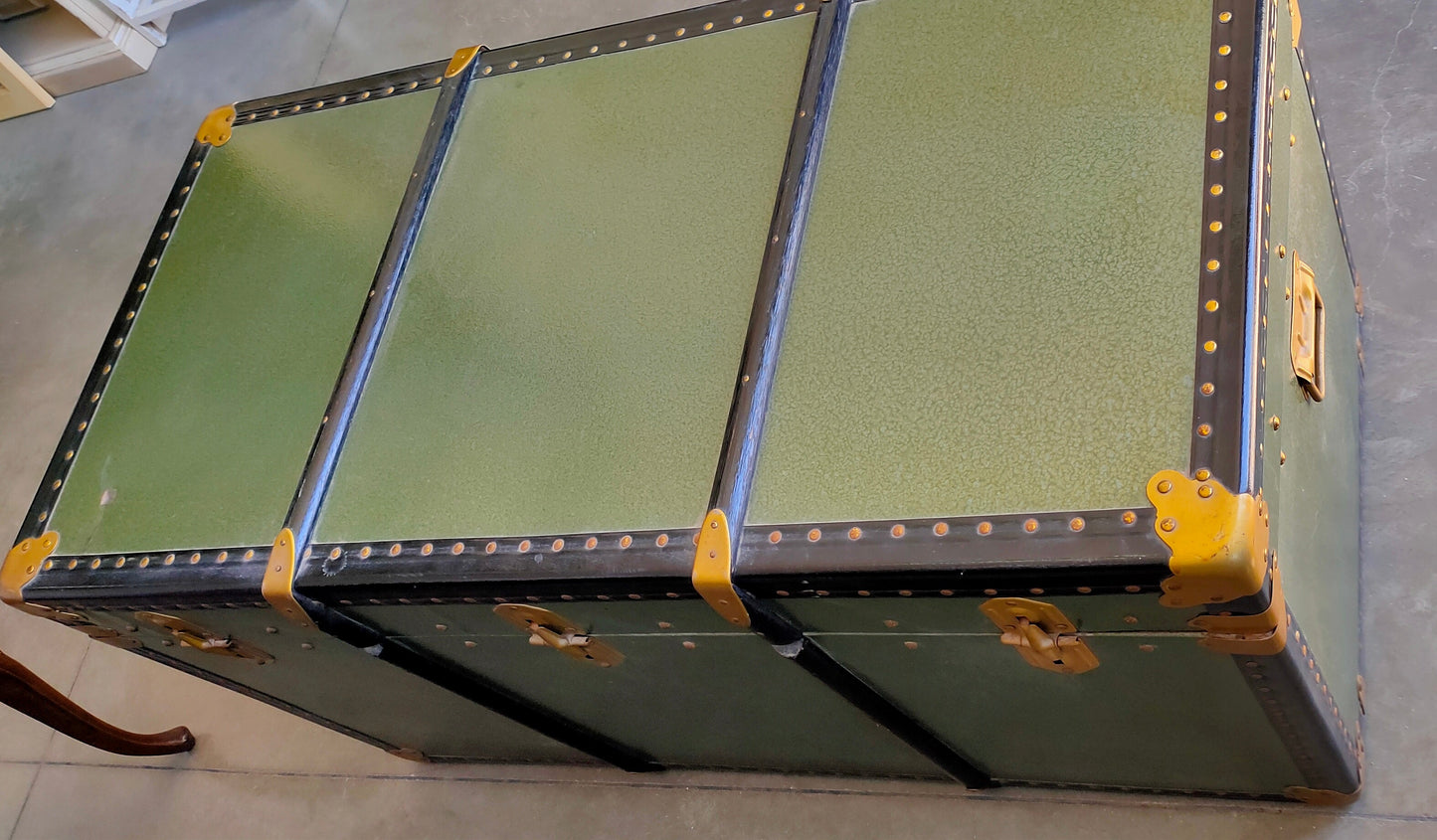 Baule Laminato Verde Nero Anni 50 Cm110x58x58