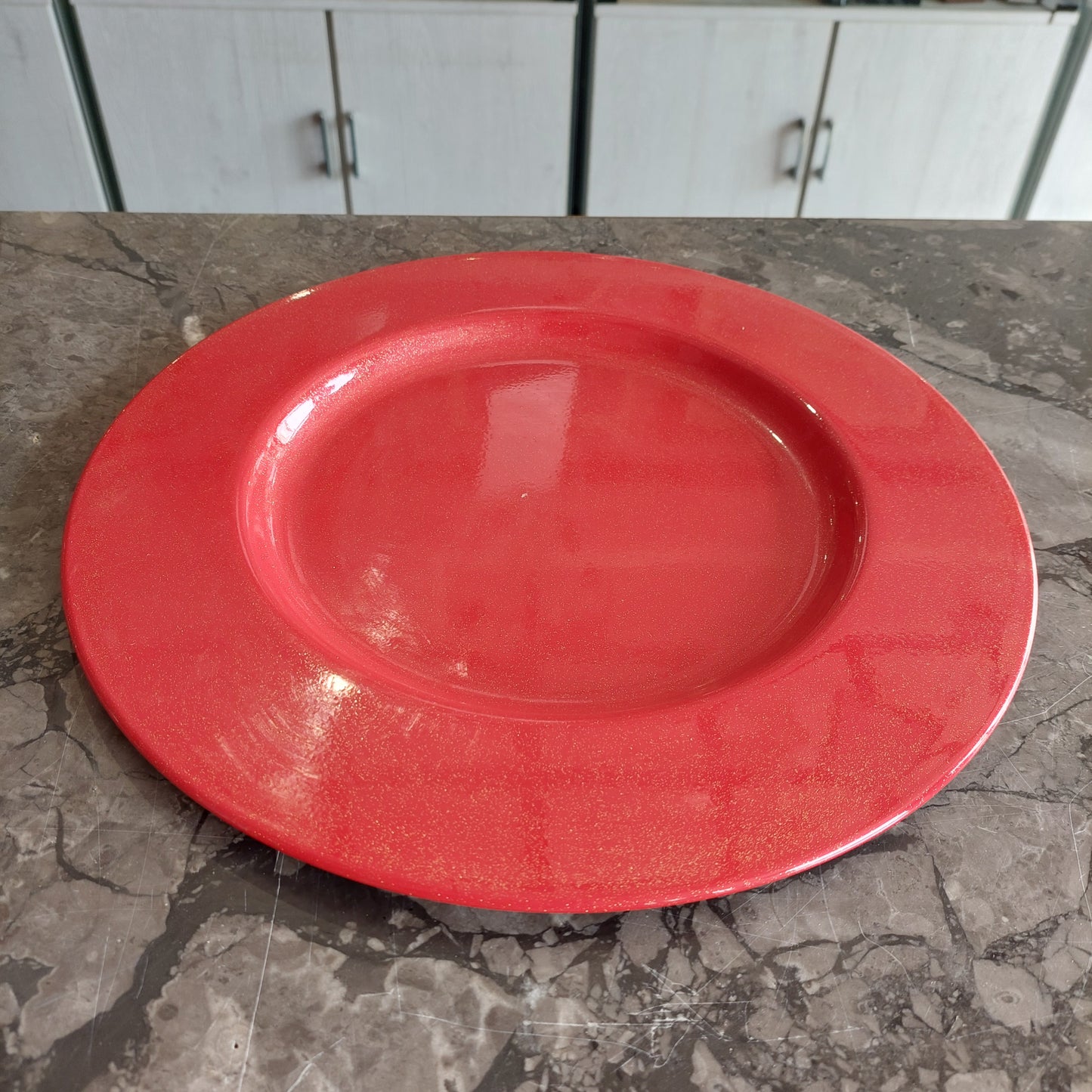 Piatto Tondo Metallo Rosso / Oro D33cm