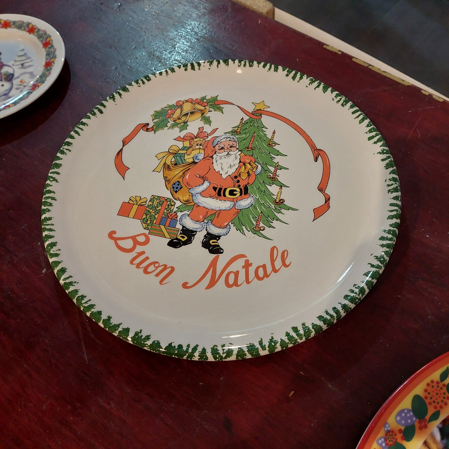 Piatto Panettone Babbo Natale Ceramica D30