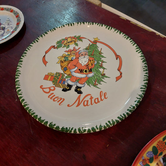 Piatto Panettone Babbo Natale Ceramica D30
